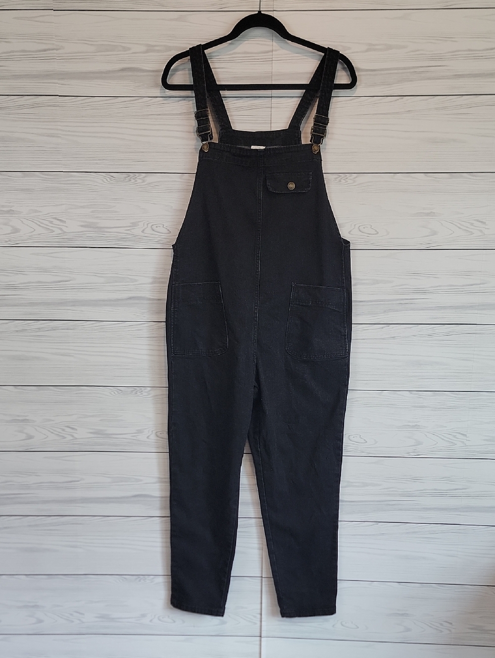 Unbranded Black Denim Cropped Overalls Womens Size M